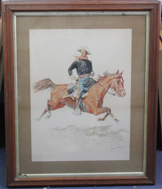 Frederic Remington (1861-1909) The Trapper and A Calvary Officer, 20 x 15in.